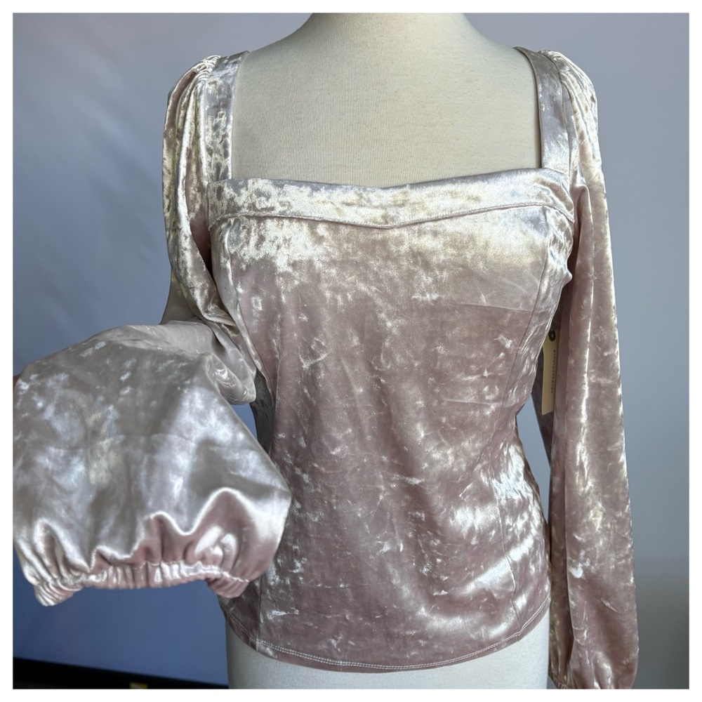 NWT Antropologie Jessima Fitted Elegant Velvet Long Sleeve Top, L - Picture 1 of 12